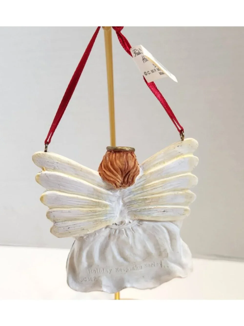 Christmas Angel Ornament With Blessings Scroll & Red Ribbon 4.5